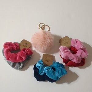 Velvet Scrunchies New Lot 6 scrunchies & Key chain